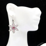 Golden Citrine Pink Tourmaline CZ 925 Silver Earrings