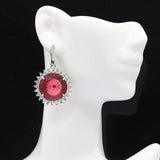 Gorgeous Red Blood Ruby CZ Silver Earrings for Women Gift