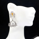 43x26mm Golden Citrine Sapphire Wedding Silver Stud Earrings
