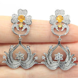 43x26mm Golden Citrine Sapphire Wedding Silver Stud Earrings