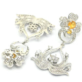 43x26mm Golden Citrine Sapphire Wedding Silver Stud Earrings