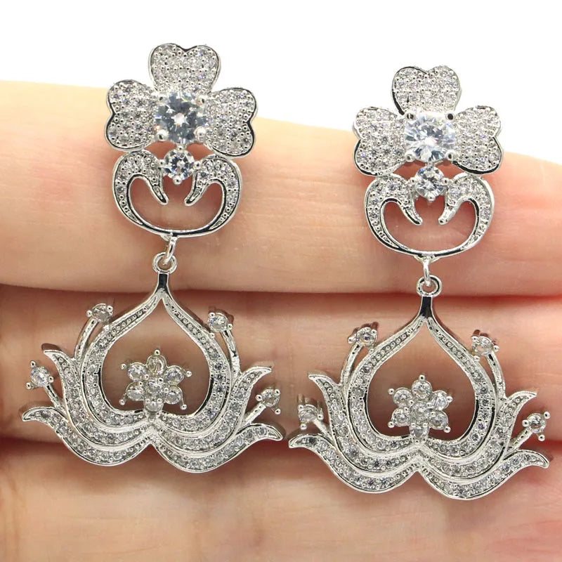 43x26mm Golden Citrine Sapphire Wedding Silver Stud Earrings