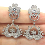 43x26mm Golden Citrine Sapphire Wedding Silver Stud Earrings