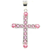Classic Cross Aquamarine Pink Tourmaline Silver Pendant