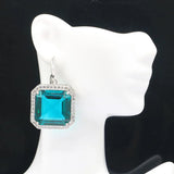Delicate Cut Big Heavy 30g Aquamarine Pink Kunzite CZ Silver Earrings