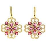 Eye Catching Pink Tourmaline CZ Silver Pendant Earrings