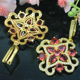 Eye Catching Pink Tourmaline CZ Silver Pendant Earrings