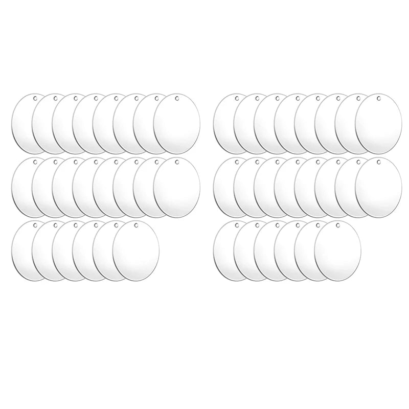 44 Acrylic Blanks Clear Round Circle Disc Keychain Ornaments with Hole