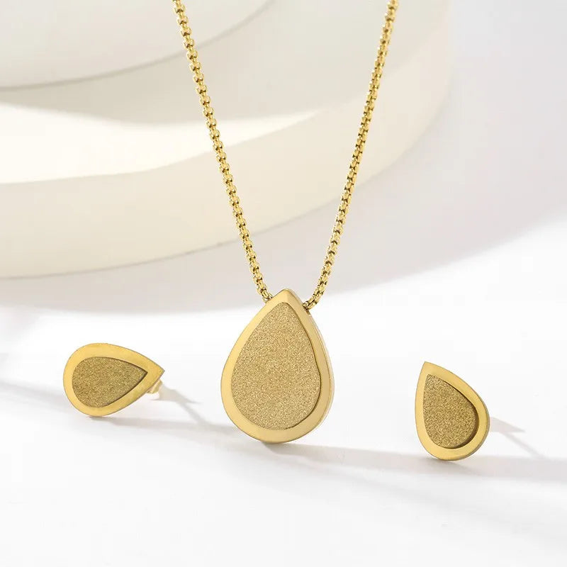 Stainless Steel Frosted Drops/Circles Charm Pendant Set