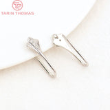 6PCS 18.5x6.5MM 24K Brass Zircon Earring Hook DIY Jewelry Making