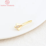 6PCS 18.5x6.5MM 24K Brass Zircon Earring Hook DIY Jewelry Making