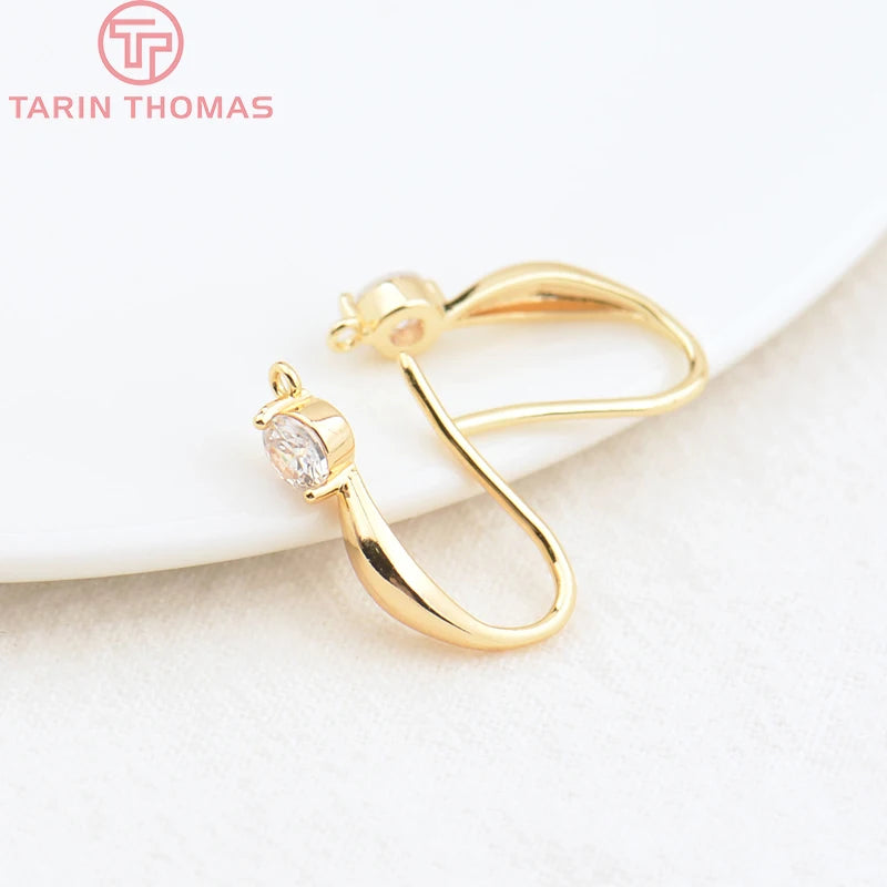 6PCS 17MM Zircon Earring Hooks DIY Jewelry Making Accessories