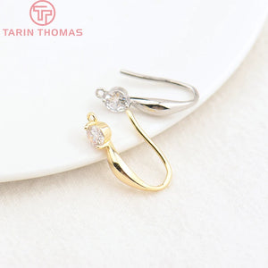 6PCS 17MM Zircon Earring Hooks DIY Jewelry Making Accessories