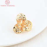 6PCS 16x17.5MM 24K Brass Flower Stud Earrings DIY Jewelry Findings