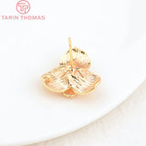 6PCS 16x17.5MM 24K Brass Flower Stud Earrings DIY Jewelry Findings