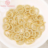 4PCS 12x12MM 24K Brass Zircon Round Charms Pendants DIY Jewelry Findings