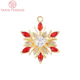 2PCS 16x16MM 24K Brass Snowflake Charms Pendants High Diy Jewelry