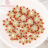 2PCS 16x16MM 24K Brass Snowflake Charms Pendants High Diy Jewelry