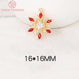 2PCS 16x16MM 24K Brass Snowflake Charms Pendants High Diy Jewelry