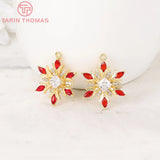 2PCS 16x16MM 24K Brass Snowflake Charms Pendants High Diy Jewelry