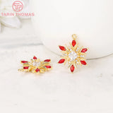 2PCS 16x16MM 24K Brass Snowflake Charms Pendants High Diy Jewelry