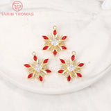 2PCS 16x16MM 24K Brass Snowflake Charms Pendants High Diy Jewelry
