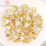 2PCS 24K Brass Zircon Heart Charms Pendants DIY Jewelry Findings
