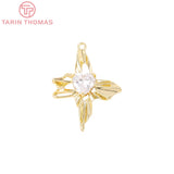 2PCS 24K Brass Zircon Heart Charms Pendants DIY Jewelry Findings