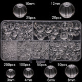 445Pcs 8mm Glass Beads for Jewelry Making DIY Loose Round Spacer Quartz Beaded