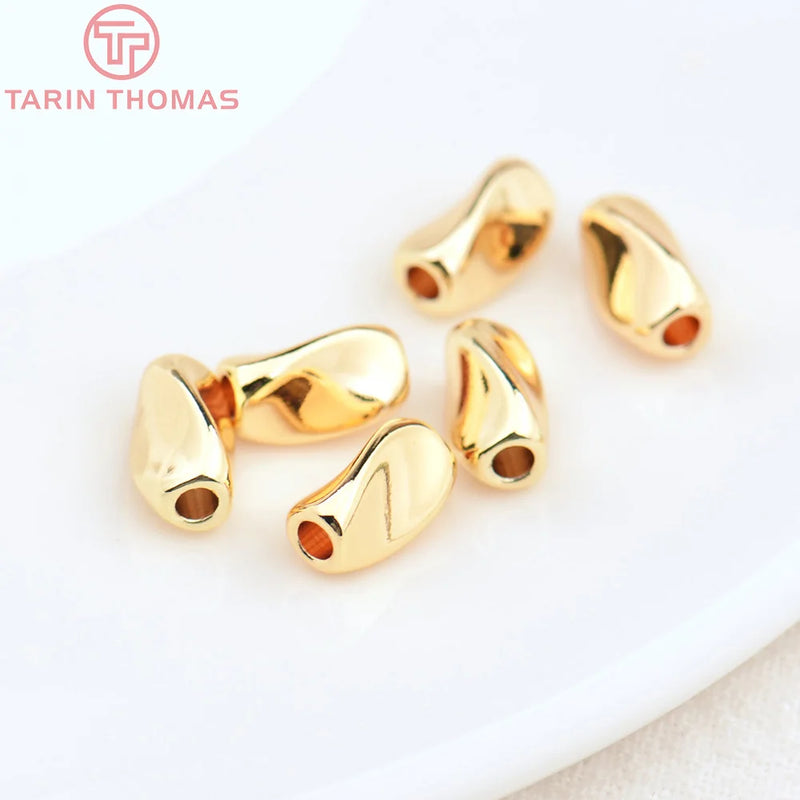 20PCS 4.5x8MM Hole 1.5MM 24K Brass Spacer Beads for Bracelet Making