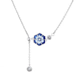 Retro Enamel Flower Dangle Necklace For Women Wedding Party