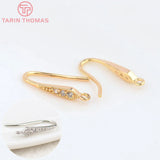6PCS Platinum Plated Earrings Hooks with Zircon for DIY Jewelry Making
