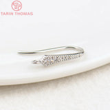 6PCS Platinum Plated Earrings Hooks with Zircon for DIY Jewelry Making