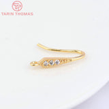 6PCS Platinum Plated Earrings Hooks with Zircon for DIY Jewelry Making
