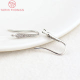 6PCS Platinum Plated Earrings Hooks with Zircon for DIY Jewelry Making