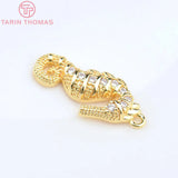 4PCS 11x22MM 24K Brass Zircon Hippocampus Charms Pendants DIY Jewelry Findings