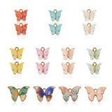 44Pcs Resin Glitter Butterfly Pendants Alloy Cadmium Lead-Free Golden Mixed