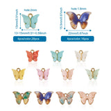 44Pcs Resin Glitter Butterfly Pendants Alloy Cadmium Lead-Free Golden Mixed