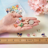 44Pcs Resin Glitter Butterfly Pendants Alloy Cadmium Lead-Free Golden Mixed
