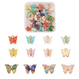 44Pcs Resin Glitter Butterfly Pendants Alloy Cadmium Lead-Free Golden Mixed