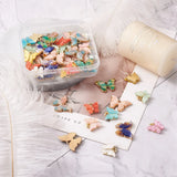 44Pcs Resin Glitter Butterfly Pendants Alloy Cadmium Lead-Free Golden Mixed