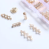 44Pcs Flower Geometry KC Alloy Glass Crystal Inner Pendants Charms
