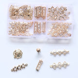 44Pcs Flower Geometry KC Alloy Glass Crystal Inner Pendants Charms