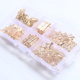 44Pcs Flower Geometry KC Alloy Glass Crystal Inner Pendants Charms
