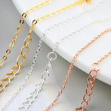 925 Silver/Gold/Rose Cross Chain Thin Necklace for Women 0.8mm
