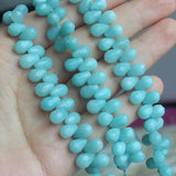 44pcs Natural Amazonite 6x9mm Faceted Drop Loose Beads