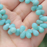 44pcs Natural Amazonite 6x9mm Faceted Drop Loose Beads