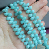 44pcs Natural Amazonite 6x9mm Faceted Drop Loose Beads