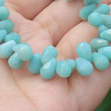 44pcs 6x9mm Natural Amazonite Faceted Drop Loose Beads DIY Jewelry Making