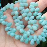 44pcs 6x9mm Natural Amazonite Faceted Drop Loose Beads DIY Jewelry Making